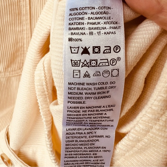 Levi's Long Sleeve Orion Corduroy Button Down Shirt OFF WHITE LARGE NWT - Picture 6 of 9